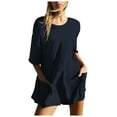 thumbnail image 2 of Kureaily Women Solid Printed Casual Short Sleeve Round Neck Pocket Shorts Romper Women Summer Jumpsuit, 2 of 5