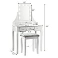 thumbnail image 3 of Costway Coiffeuse avec 10 Ampoules à Intensité Réglable, Interrupteur Tactile, Tabouret Coussiné, Blanc, 3 of 10