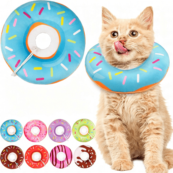 GASTROPOD Cat Cone Collar Soft, Cute Cat Donut Collar After Surgery, Adjustable Kitten Recovery Cones to Stop Licking, Lightweight Neck Elizabethan Collars for Cats Kittens (Blue, Small)