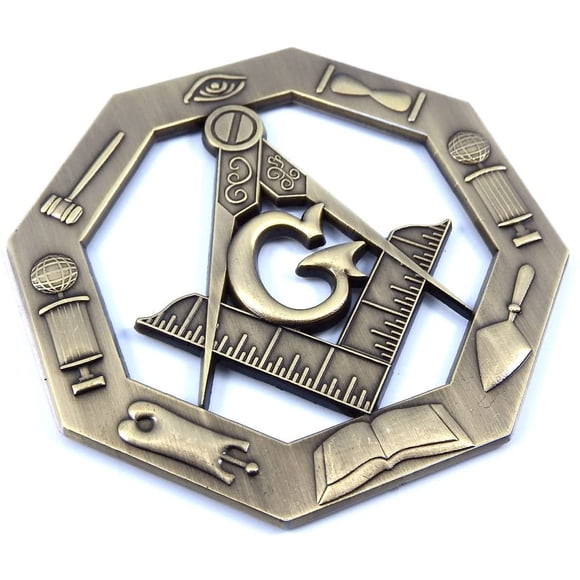 Masonic Emblem Working Tools Brass Antique Look 3" Metal Emblem 3D MAS5