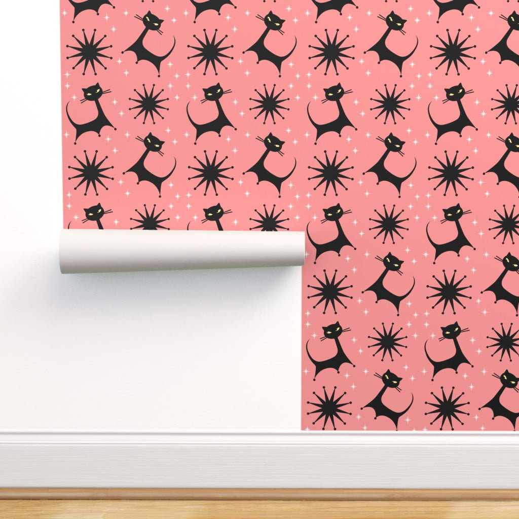 Peel And Stick Removable Wallpaper Retro Vintage Mid Century Atomic Starburst Walmart Com Walmart Com