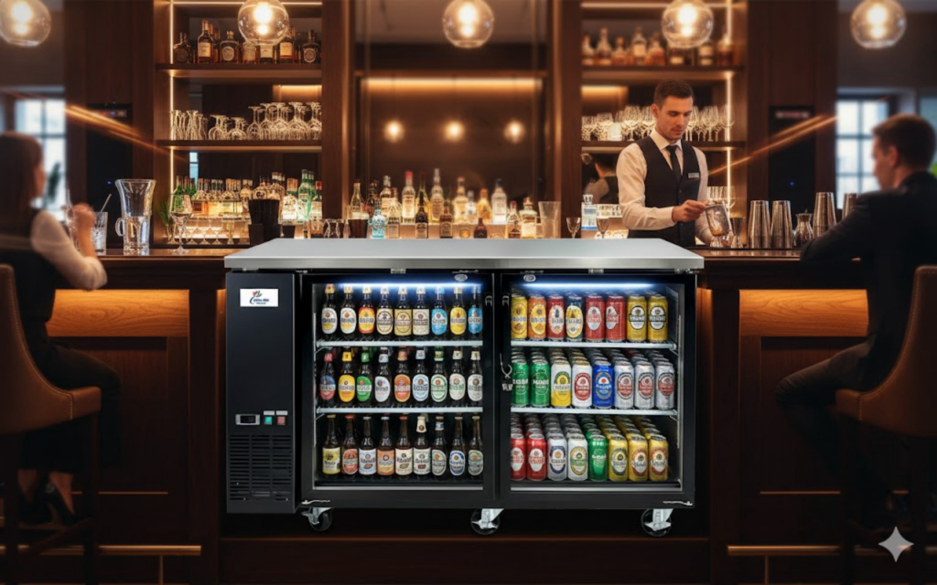 NSF 60" Commercial Back Bar Cooler, 15.8 cu ft, Keg Compatible，Beer Fridge, Under Counter Refrigerator