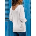 thumbnail image 3 of Uds. Top de manga larga de retazos para mujer, blanco, 3 of 8