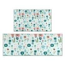 Pioneer Flower Floral Print Pattern Kitchen Rugs Sets Of 2,Anti Fatigue Kitchen Mat Rugs Non Slip Washable,Decorative Kitchen Floor Mats for Kitchen,Sink,Laundry,17"x30" 17"x47"