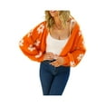 thumbnail image 2 of hirigin Women Crochet Cardigan, Flower Pattern Long Balloon Sleeves Open Front Sweater, S/M/L/XL, 2 of 9