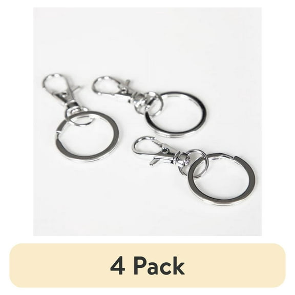 (4 pack) Cousin DIY 54mm Metal Key Rings for Keychain and Lanyard Making, Silver Finish, 3 Pack