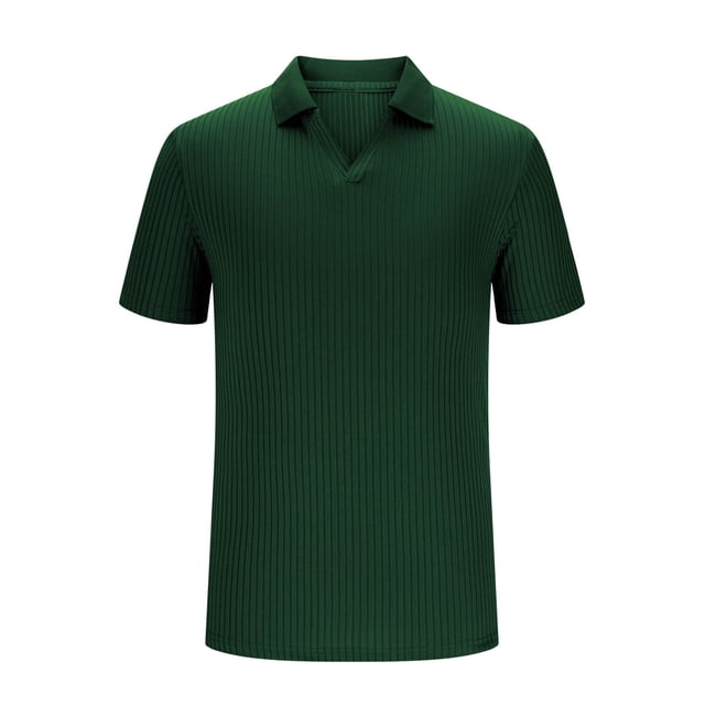 Pisexur T Shirts for Man , Hommes Mode Décontractée Manches Courtes Col en V Respirant Bouton Blouse Vert Armée, TG Chemises de Golf Hommes & Chemises Hommes