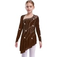 thumbnail image 4 of iiniim Girls Sparkly Figure Ice Skating Dress Mesh Long Sleeve Irregular Hem Ballet Lyrical Ballroom Dancewear Brown 12, 4 of 6