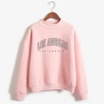 thumbnail image 4 of CUZIBR Womens Sweatshirt Letter Print Graphic Long Sleeve Loose Mockneck Sweatshirts Retro Pullover Top Fall Winter Clothes,Pink, 4 of 4