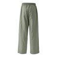 thumbnail image 4 of GrmtClth Mens Linen Straight Leg Pants Drawstring Elastic Waist Lightweight Breathable Casual Summer Trousers with Pockets Green 2XL, 4 of 4