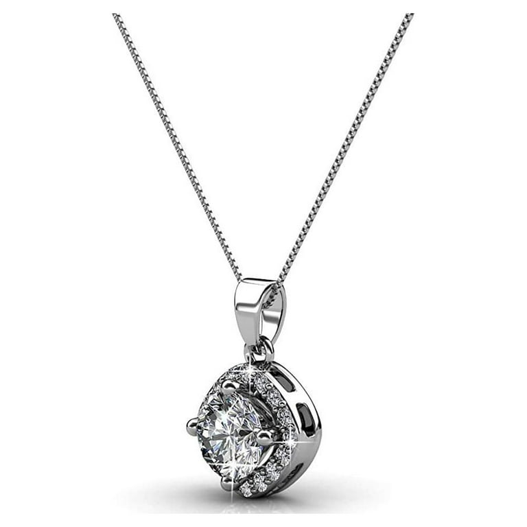 Cate Chloe Celeste 18k White Gold Necklace w Swarovski Crystals