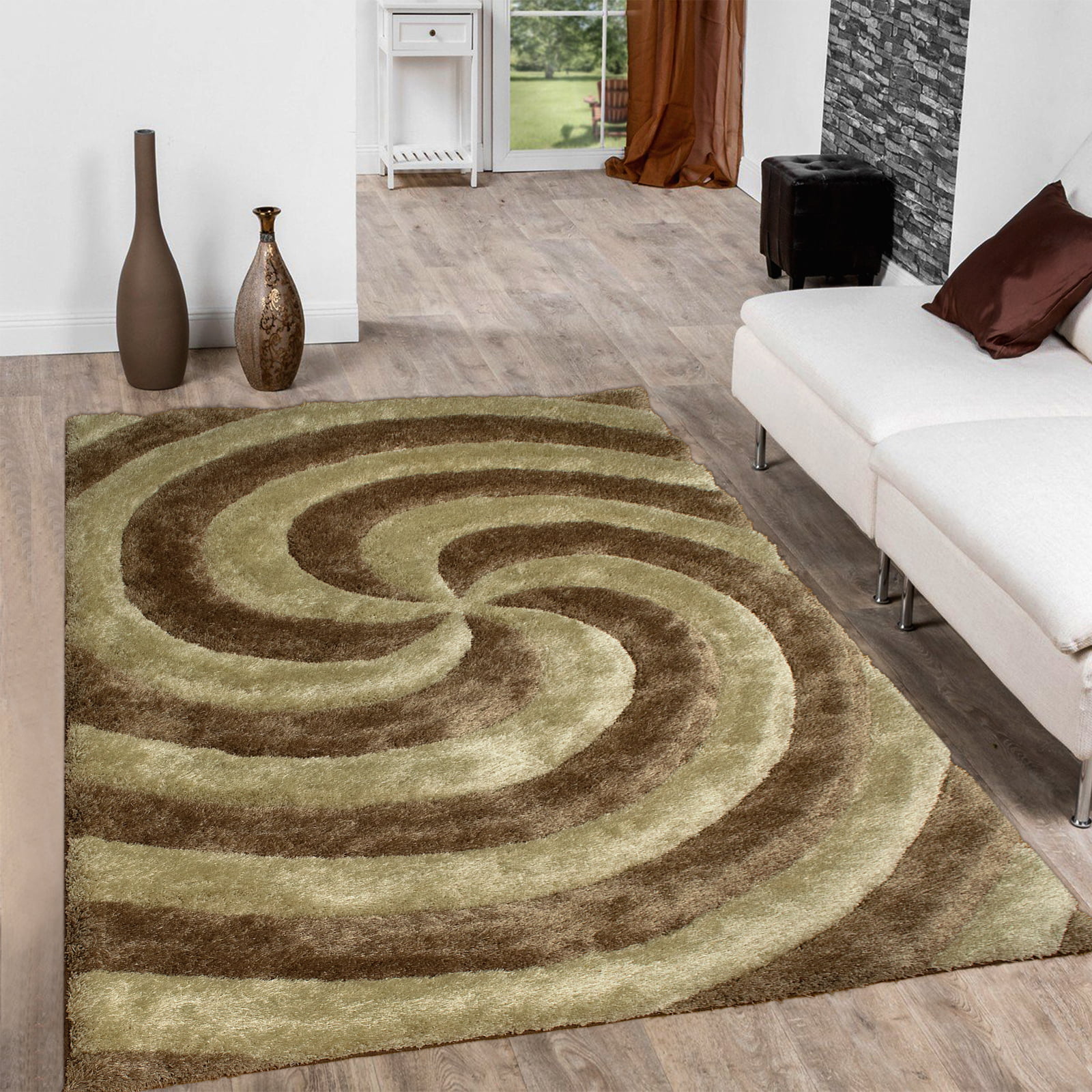 Carpet Brown Beige Short Pile Bright Thin Modern Living Room RugsMany Sizes 