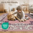 thumbnail image 4 of ODIKA 6'x9' Washable Area Rug Non-Slip, Chair-Friendly, Traditional Distressed Frame Ornate Scrolling Border Vintage Flowing Dynamic for Dining Room, Under Table, Office Décor, 4 of 7
