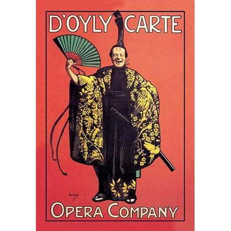 An opera poster of an actor probably from a production of The Mikado  The DOyly Carte Opera Company was a professional light opera company that staged Gilbert and Sullivans Savoy operas The company