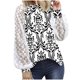thumbnail image 1 of Blusa informal de manga larga con empalme de encaje y cuello redondo para mujer Pompotops  gfhjh18703, 1 of 7