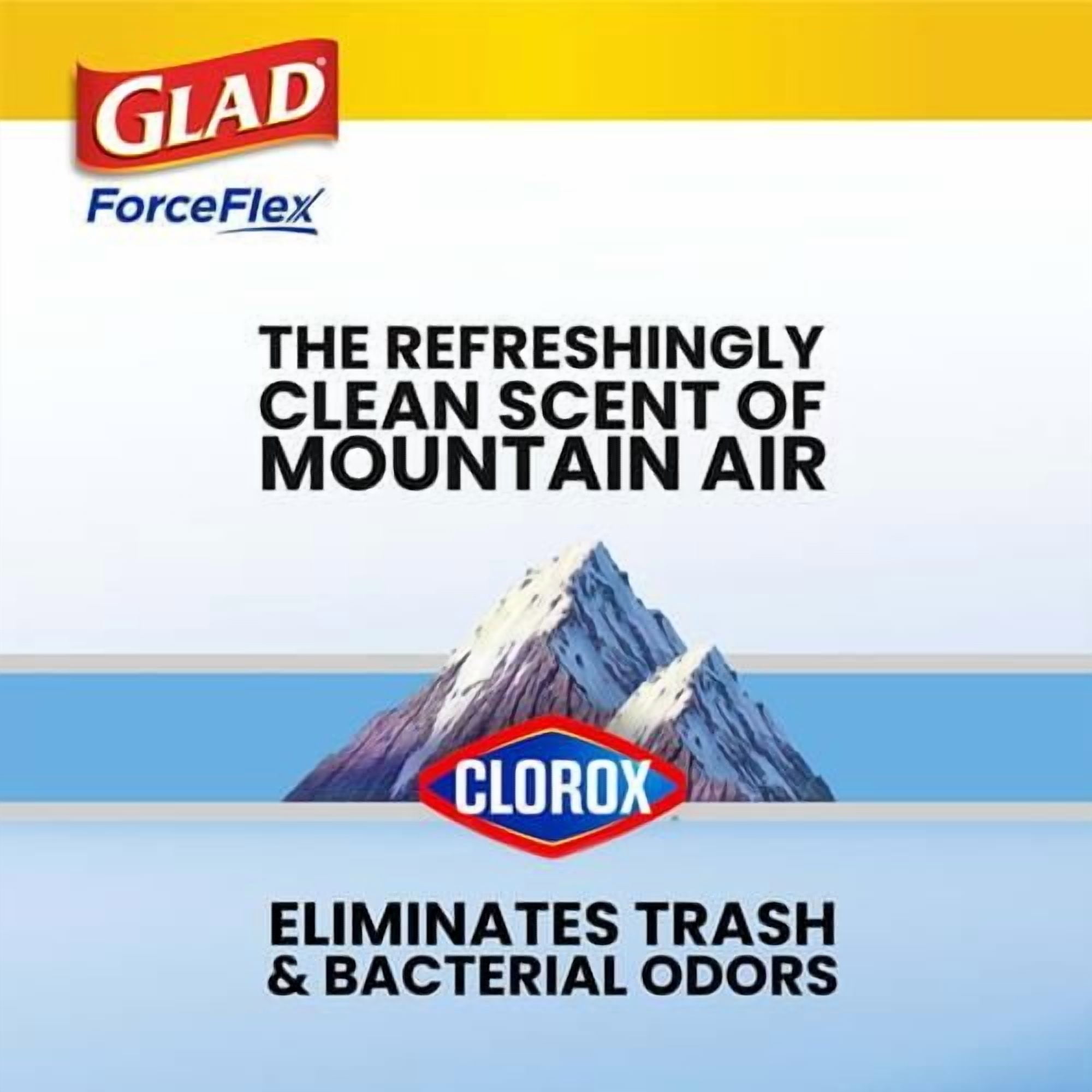 Glad Large Trash Bags, Forceflex With Clorox, 30 Gal, Mountain Air, 50 Ct - Pack of 2