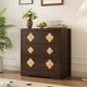thumbnail image 1 of Cómoda 3 cajones Towallmark - Diseño floral calado - Color marrón rojizo - Madera moderna - Para dormitorio o comedor - Modelo TC-3MR, 1 of 6