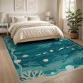 thumbnail image 3 of ODIKA 8'x10' Washable Area Rug Dolphin Ocean Teal Creatures Swimming Theme Themed Decorative for King Size Bedroom Under Bed, Master Suite, Non-Shedding, Easy Care, 3 of 7