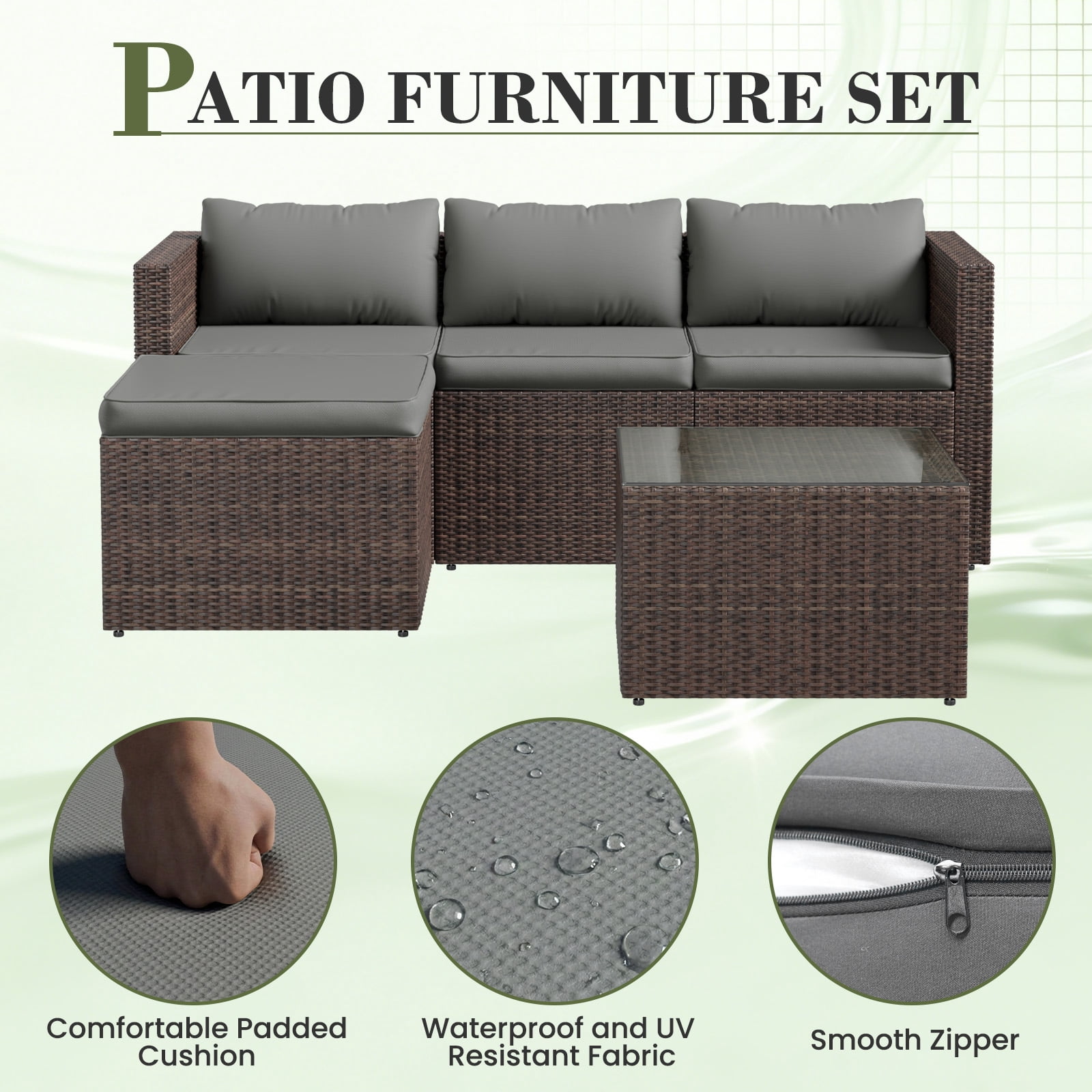 AMOPATIO 6-Piece Patio Furniture Set, Outdoor Patio Sectional Furniture All-Weather Rattan Wicker Patio Conversation Set Outdoor Furniture for Backyard Balcony,Gray
