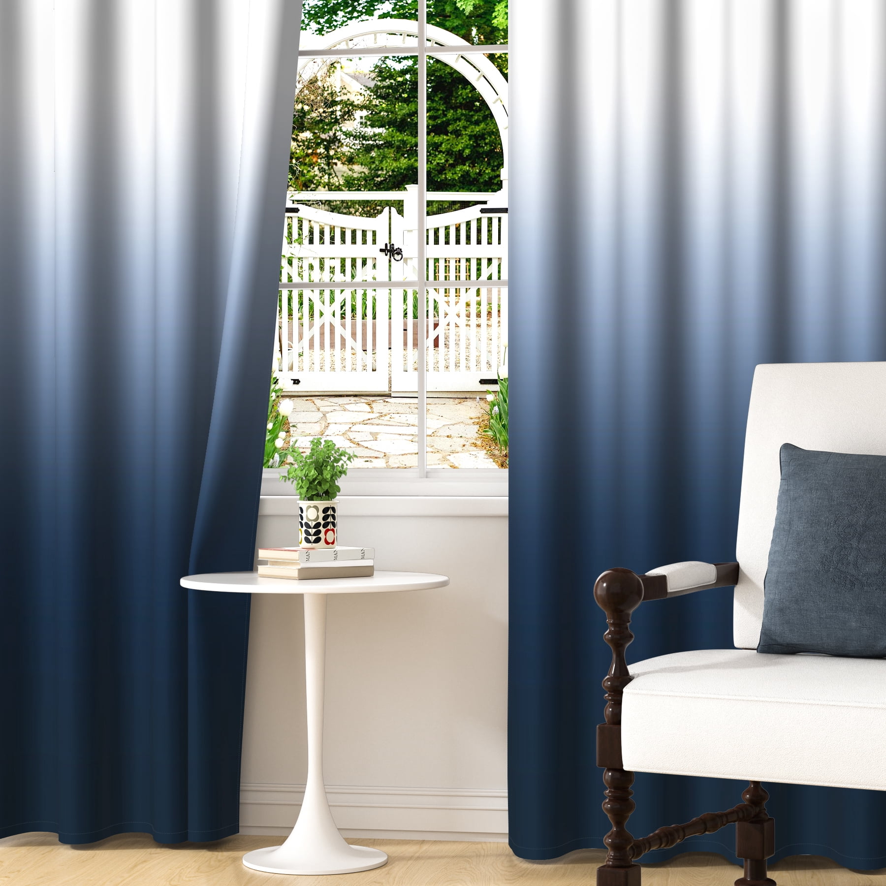 LFEEY Navy Blue Blackout Curtains for Bedroom, Ombre Curtains Room Darkening Window Drapes,52x84 inches, 2 Panels