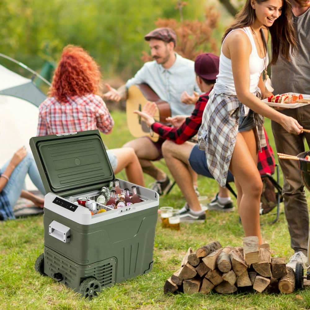 Spaco 12 Volt Car Refrigerator Portable Car Fridge with Adjustable Range, 50L Car Refrigerator, Green