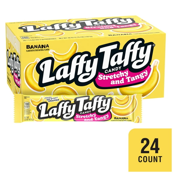 Laffy Taffy Stretchy and Tangy Banana Candy, 1.5 oz (24 count)