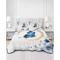 thumbnail image 2 of Quilts Queen Size Bedding Set, Blue Butterflies Flowers Lightweight Quilted Comforter, Spring Watercolor Botanical Floral Soft Bedspread Coverlet with Pillow Covers for All Season, 90" x 96", 2 of 7