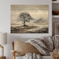 thumbnail image 2 of Designart "Monochrome Misty Tree horizon II" Floral Print on Natural Pine Wood, 2 of 5
