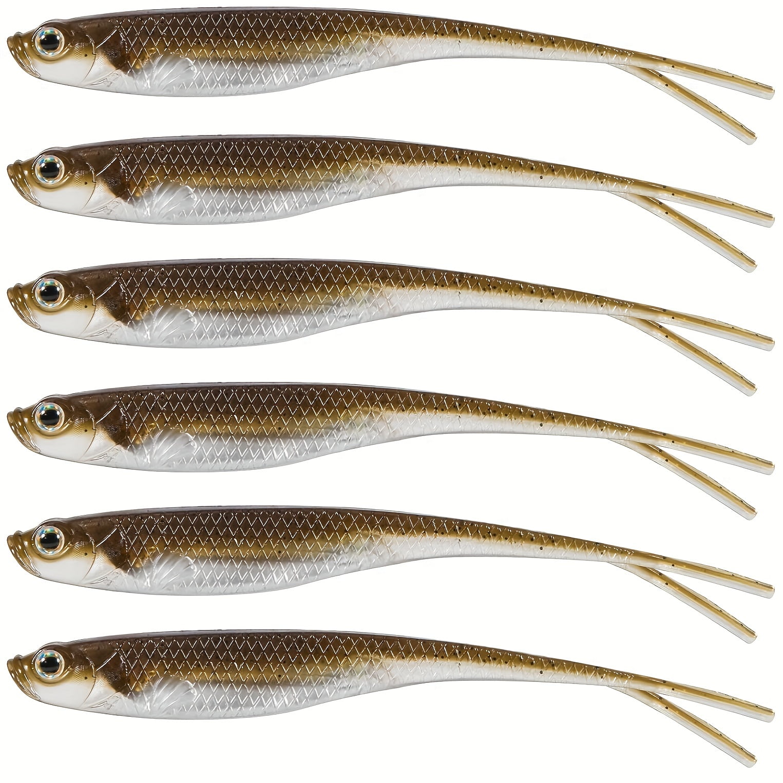 5pcs Artificial Floating Fishing Lure, Bionic Forked Tail Wobbler Soft Bait, Fishing Tackle For Saltwater