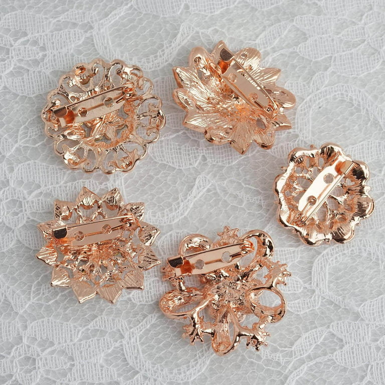 5 Pack Assorted Rose Gold Plated Mandala Crystal Rhinestone