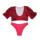 thumbnail image 1 of Traje de baño de dos piezas de manga corta para mujer Traje de baño de dos piezas Traje de baño de dos piezas con almohadilla en el pecho y patrón de serpiente sin soporte de acero Fridja  nalpqowj50852, 1 of 5