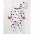 thumbnail image 3 of KIMI BEAR Newborn Baby Boy Layette Set 3-6 Months Shower Gift Essential Clothes 4 Packs Rompers Pants Sleeper Gown with Hats Mittens Outfits Set Essentials Clothing Multicolor, 3 of 9