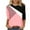 Pink, variant on Meichang 3/4 Length Sleeved Tops for Women Trendy Geometric Color Block Print T-Shirts Pleated Casual Round Neck Shirt Roomy Cozy Soft Stretch Pullover Top
