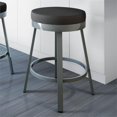 thumbnail image 3 of Amisco Clock 26" Faux Leather Swivel Counter Stool in Black/Glossy Gray, 3 of 6