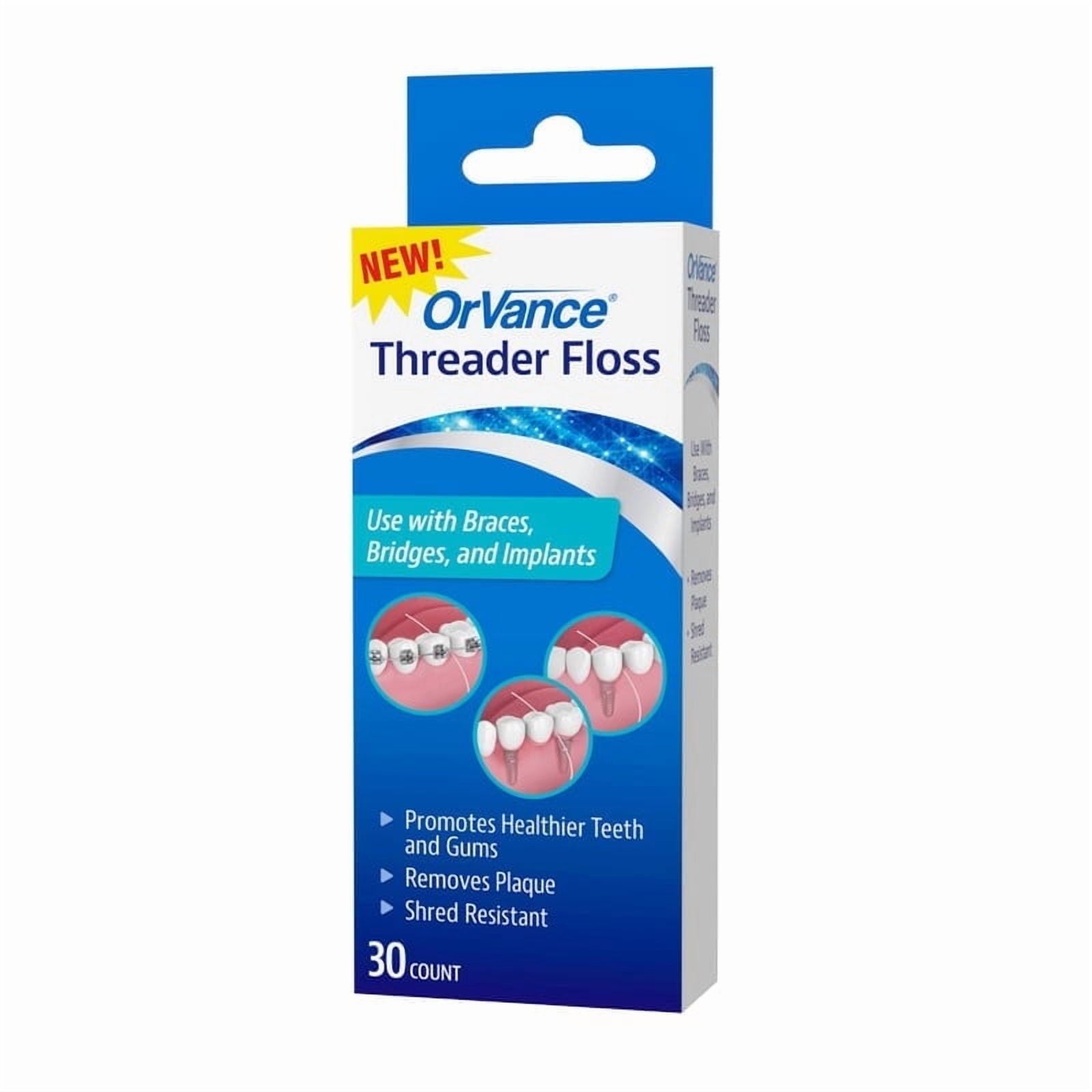 OrVance Threader Floss- Designed to Floss Through Braces, Bridges, and Implants –  30 Count (PACK OF 6)