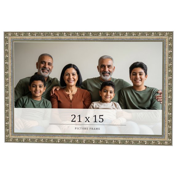 21x15 Frame Silver Solid Wood Picture Frame Width 1.125 Inches | Interior Frame Depth 0.375 Inches