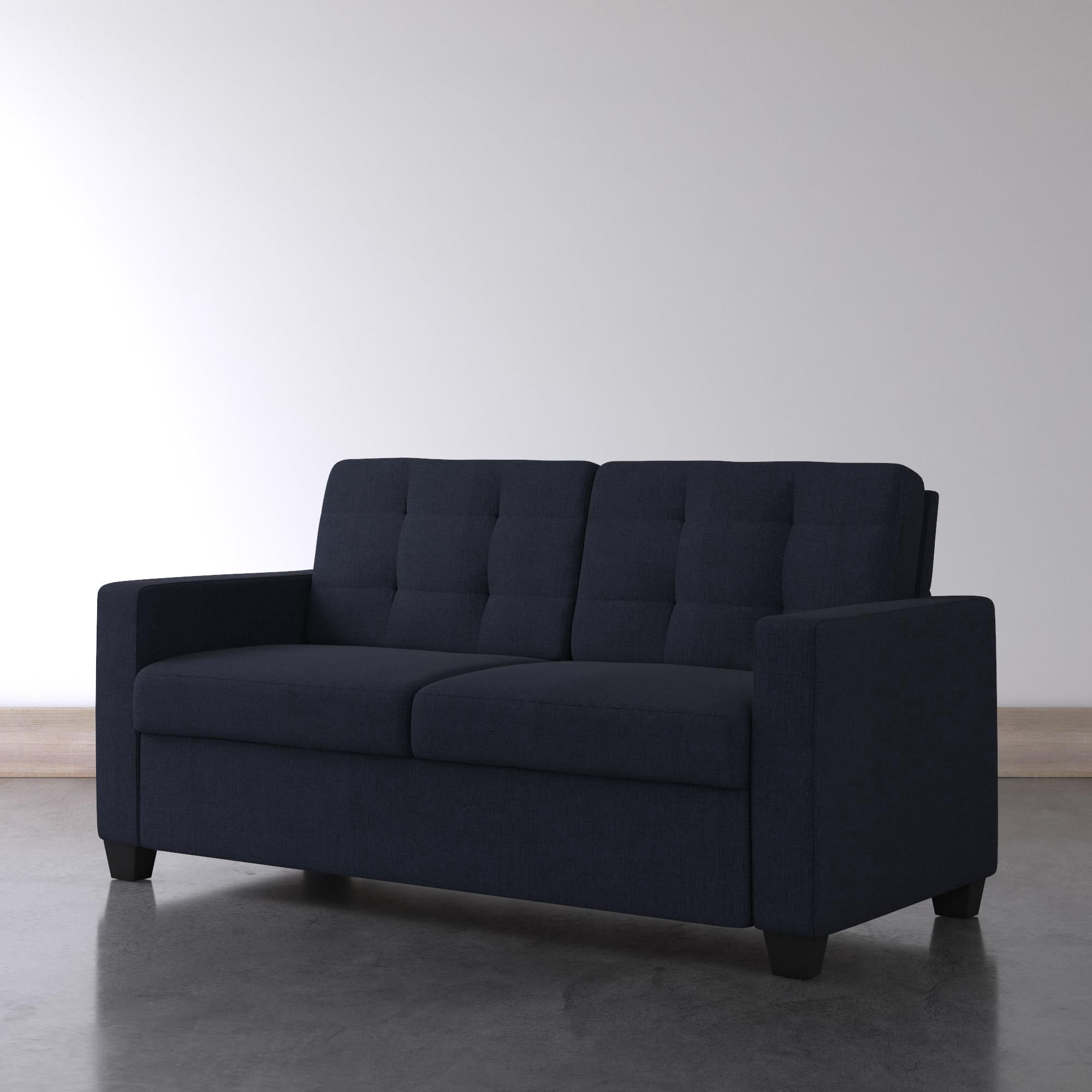 Devon Sleeper Sofa with certified Memory Foam Mattress, Blue Linen, Queen