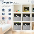 thumbnail image 5 of Fabric Cubes Storage Basket, 6 Pack 11x11 in with Handles Foldable Cube Storage Bins for Shelves, Home, Office, Nursery Organizers (Black/Gray), 5 of 8