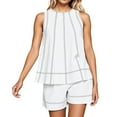 thumbnail image 3 of Two Piece Pajama Set for Women Shorts Summer Vacation Travel Cruise Airport Outfits Tank Top and Tennis Shorts Sets Sweatsuit, 3 of 7