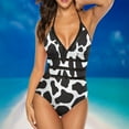 thumbnail image 7 of One Piece Swimsuit Women Tummy Control - V Neck Black White Cow Print Pattern Halter Swim Suits for Women 2025, Padded Full Coverage Bathing Swim Suit for Women, 7 of 7