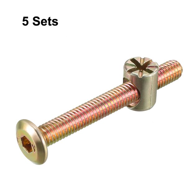 Lot De 5 Vis M6x85mm Et écrous Barillet Pour Meubles – Assemblage Solide, Ton Bronze