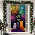 thumbnail image 4 of XEOVHV Happy 2025 New Year Eve Door Cover Winter Christmas Cat 70" x 35" Double Sided Door Cover Decorative House Yard Flag Outdoor Seasonal Holiday Small Decor, 4 of 9