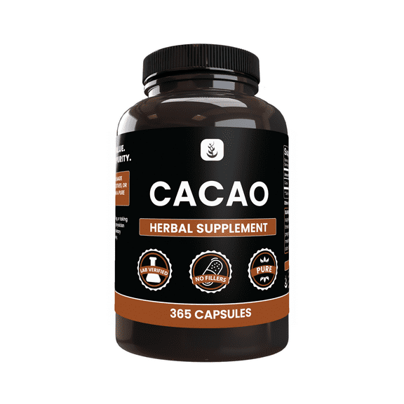 Pure Original Ingredients Cacao 365 Capsules No Magnesium Or Rice Fillers, Always Pure, Lab Verified
