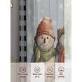 thumbnail image 5 of Christmas Cartoon Sheer Curtains 63 inches Long 2 Panels Set Snowman Black Plaid Tiers Sheers Rod Pocket Small Window Short Curtains for Kitchen Cafe, Each 52" W x 63" L, 5 of 7