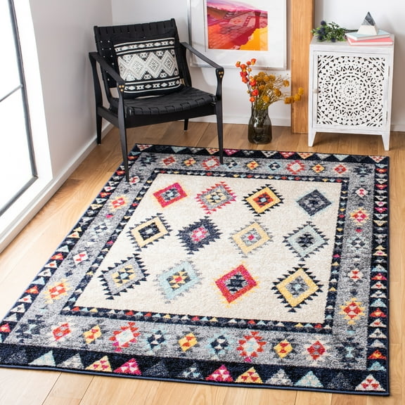 SAFAVIEH Adirondack Samia Southwest Area Rug, Ivory/Grey, 5'1" x 7'6"
