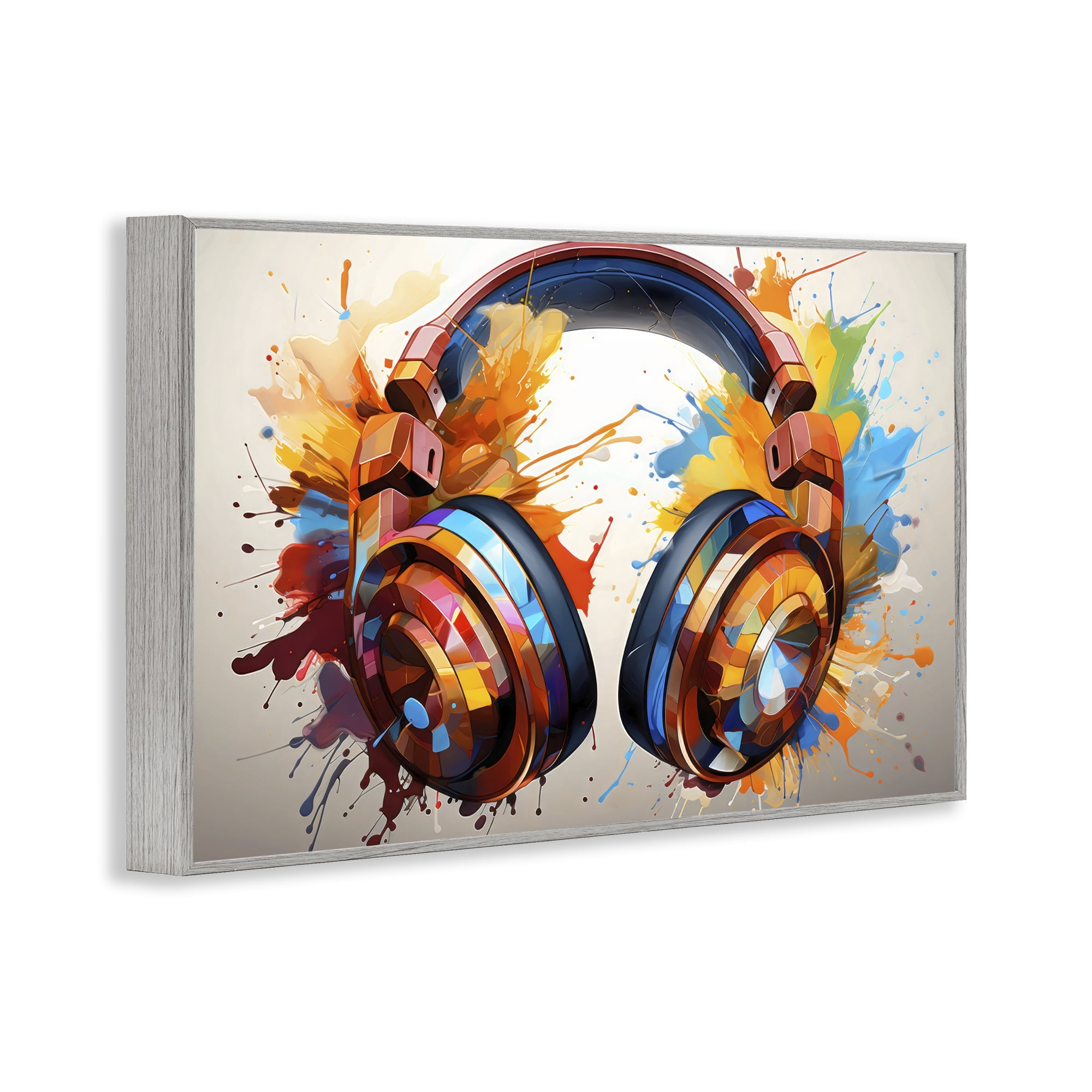 Stupell Industries Music In Color Splatter Gray Framed Giclee Art, design by Creative Studio