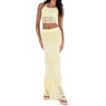 thumbnail image 3 of Women y2k 2 Piece Outfit Crochet Knitted Sleeveless Halter Neck Hollow Out Crop Top High Waist Bodycon Long Skirt Beach Cover Up, 3 of 7