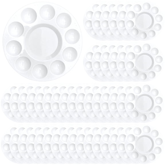 72 Pcs Paint Tray Palettes, 10-well Round Plastic Paint Palettes, 6.3" Acrylic Paint Palettes for Artists, Quality PP Plastic, Easy to Clean, Ideal for Painting, Mixing, and Art Projects