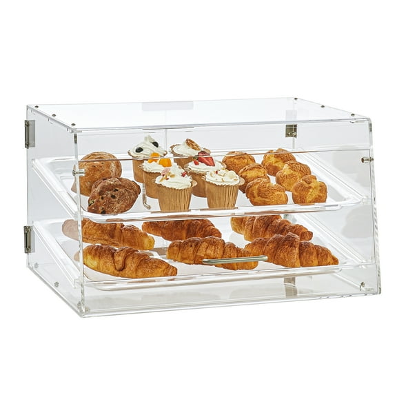 VEVOR Pastry Display Case, 2-Tier Commercial Countertop Bakery Display Case, Acrylic Display Box with Rear Door Access & Removable Shelves,Keep Fresh for Donut Bagels Cake Cookie, 20.7"x13.2"x11.9"