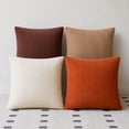thumbnail image 6 of Set of 4 Neutral Couch Throw Pillow Covers, Brown Decorative Farmhouse Boho Throw Pillows for Living Room, Couch, Bed, Sofa Soft Corduroy Accent Home Decor ( No Pillow 18x18 Inch), 6 of 10